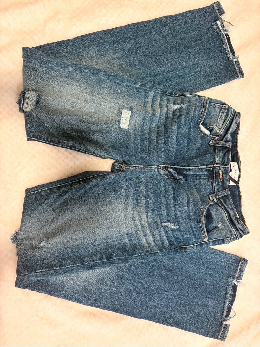 Wide Leg Women's Distressed Blue Jeans